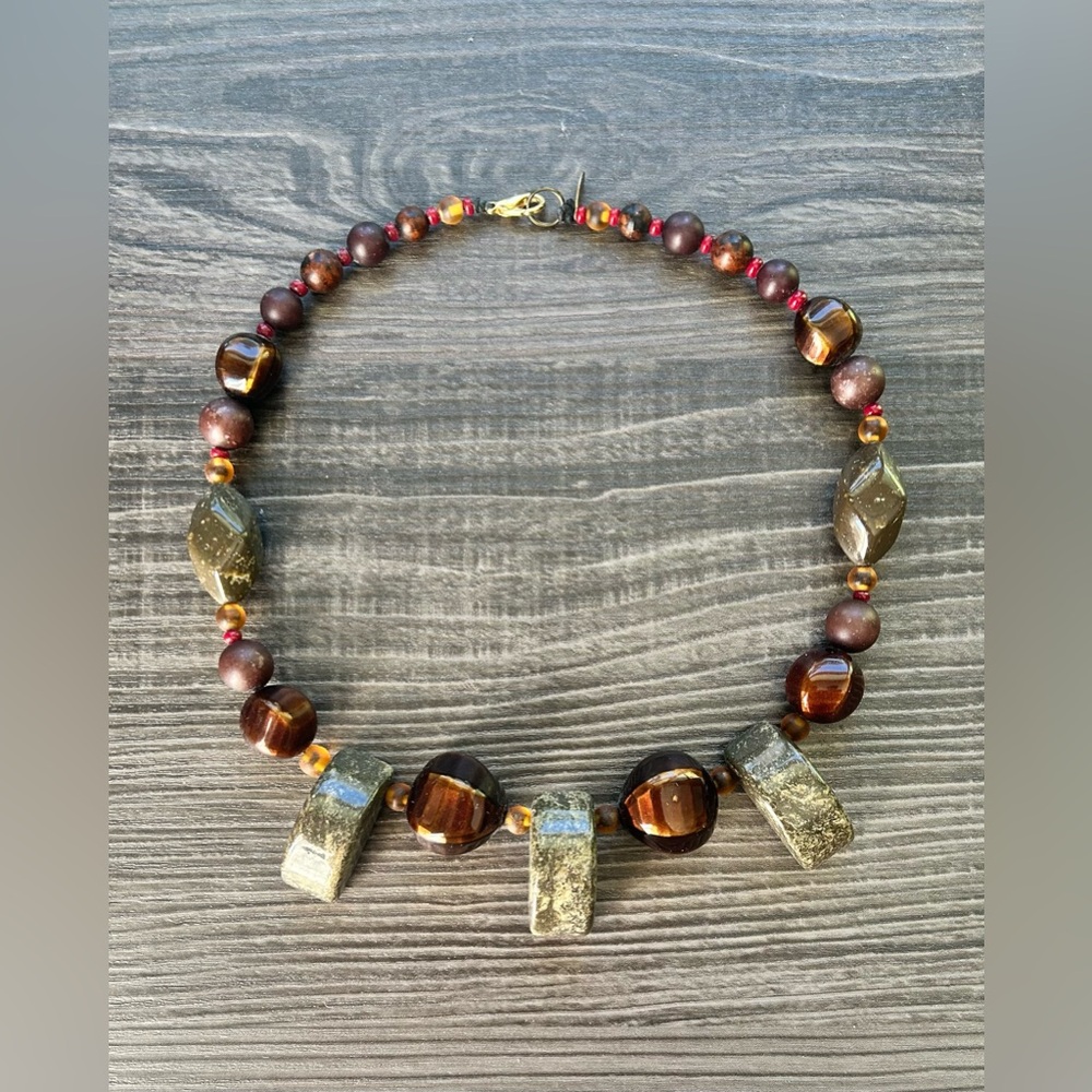 Vintage Artisan Necklace - One-of-a-Kind Earth-Tone Jewelry Teresa Goodall